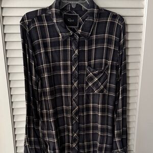 Rails flannel black and navy checked button down size Small